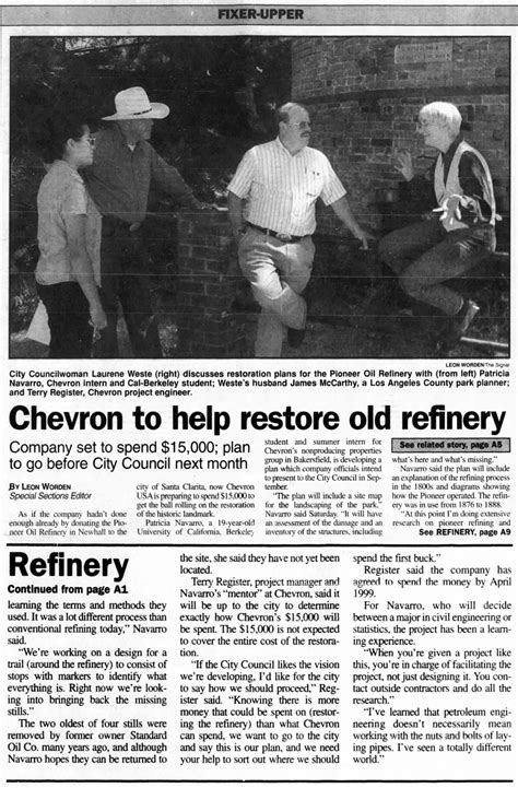 Newhall Chevron To Help Restore Pioneer Oil Refinery