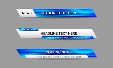 Set Of Broadcast News Lower Third Banner Templates For Television