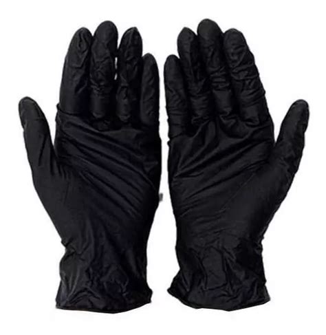 Guantes Descartables Antideslizantes Supermax Color Negro Talle L De