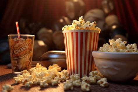 Noche De Cine Con Palomitas Y Elementos De Cine Foto Premium