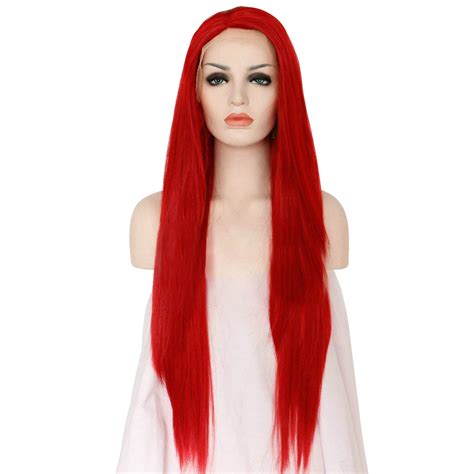 Red Long Straight Synthetic Lace Front Wigs Official Site‎