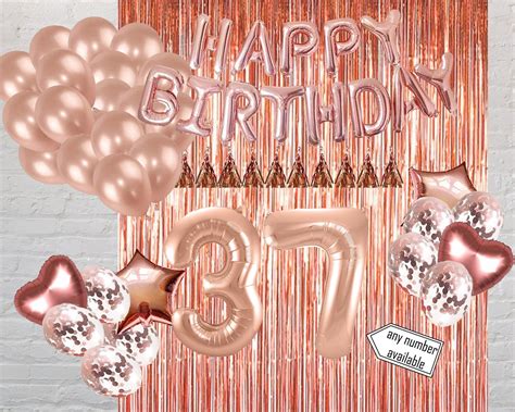 Birthday Party Decorations For 37th Birthday Rose Gold Balloon Etsy