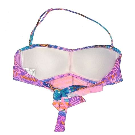 Jessica Simpson Flounce Bandeau Bright Boho Print Bikini Top Size M Ebay