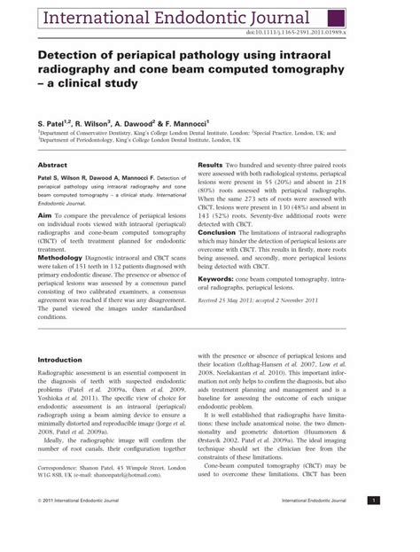 PDF Detection Of Periapical Pathology Using Intraoral Radiography And