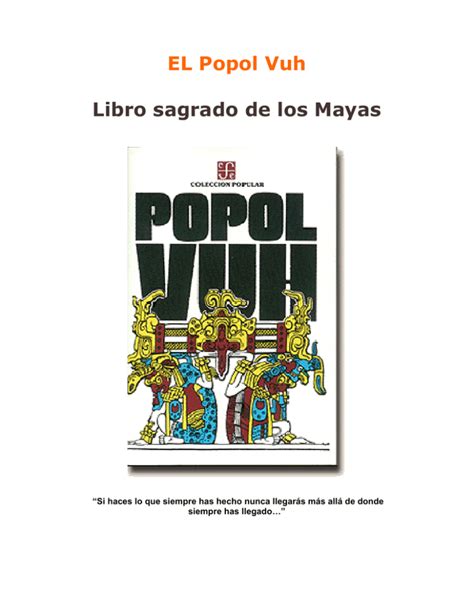 EL Popol Vuh Libro Sagrado De Los Mayas