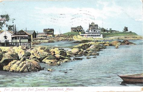 Antique Marblehead Mass Postcard Fort Beach And Fort Sewall Etsy