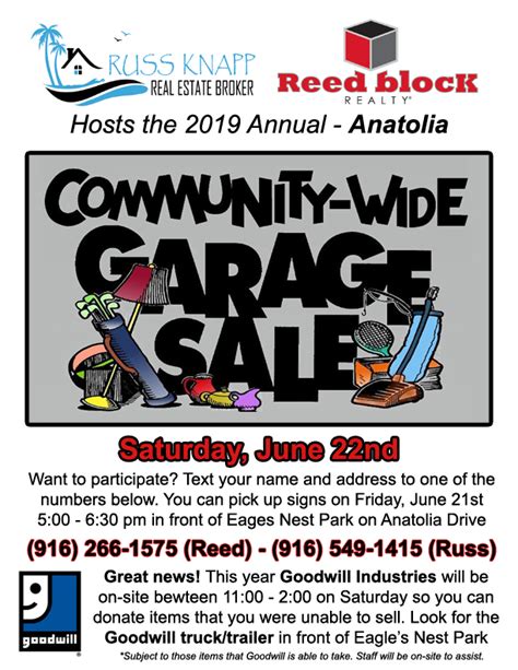 Community Wide Garage Sale — Anatolia Homeowners Association