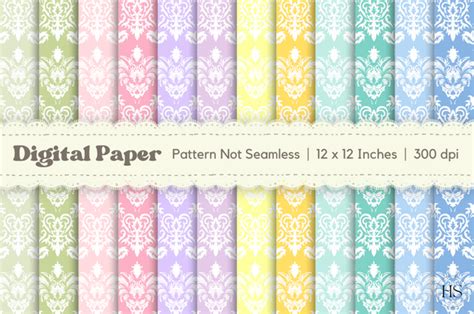 Pastel Shabby Chic Damask Digital Paper Graphic By Heyv Studio