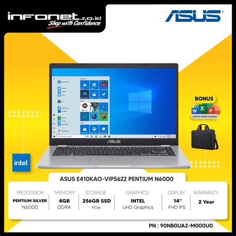 Promo ASUS E410KAO VIPS621 PENTIUM N6000 4GB 256GB UMA 14 FHD IPS W11