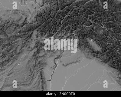 Khyber Pakhtunkhwa Province Of Pakistan Grayscale Elevation Map With