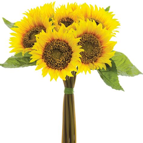 15 Sunflower Silk Flower Bouquet Yellow Tabletop And Bridal Bouquets