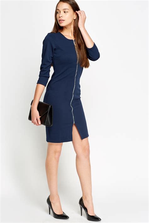 Ribbed Zip Front Dress Just £5