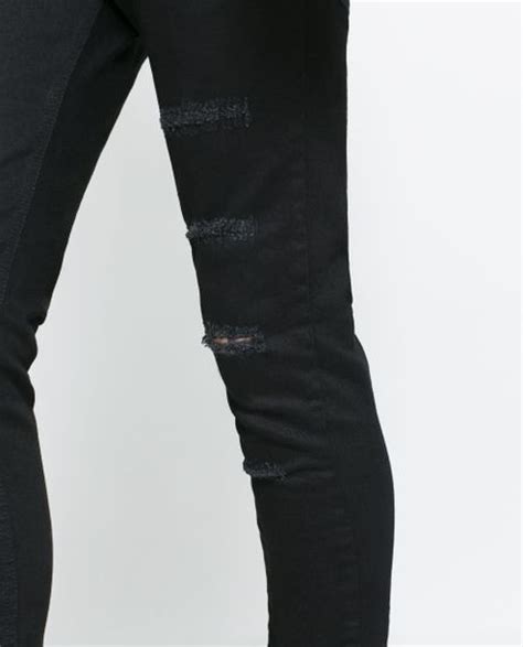 Zara Ripped Skinny Jeans In Black For Men Lyst