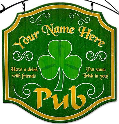 Clover Sign Irish Bar Sign Personalized T St Personalized Bar Sign Patricks Day Decor Bar