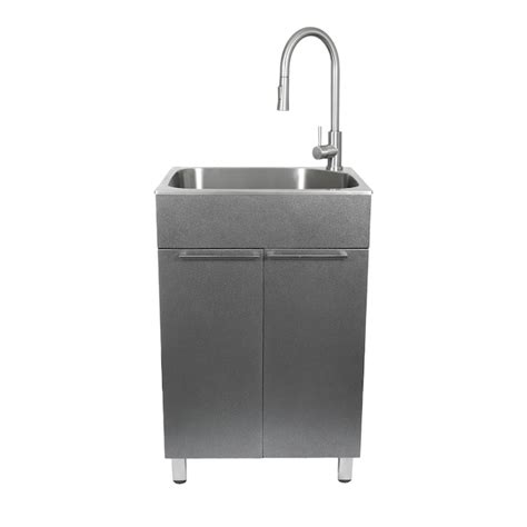 Presenza 22 In X 18 In 1 Basin Brushed Steel Drop In Utility Tub With Faucet 77315 At