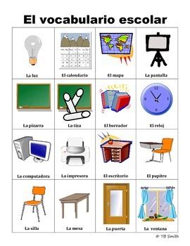 Spanish Classroom and School Vocabulary PICTURE Notes SET | TpT