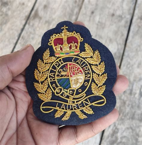 Handmade Embroidered Blazer Badge Patch Sewn On Navy Blue Etsy