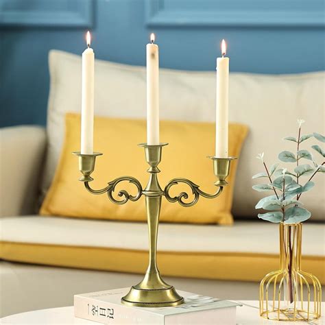 Candelabro Metal Banhado P 3 Velas Importado Sem Taxas