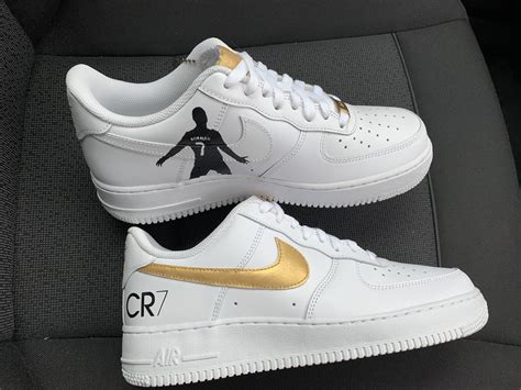 Custom 18k Gold Cr7 Air Force 1 Derivation Customs Custom Sneakers Swarovski Trainers