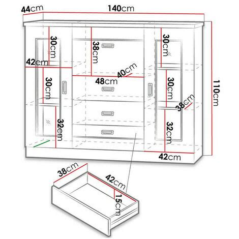 Vitrina Stanton B111 Lefkas Roble Con Puertas Con Cajones 110x140x44cm