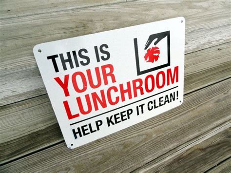 Vintage Lunchroom Sign Metal Help Keep It Clean Etsy Lunch Room Keep It Cleaner Office