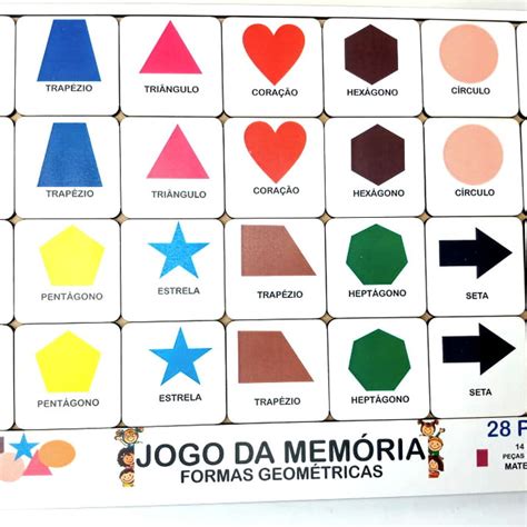 Jogo da Memória Figuras Formas Geométricas Educativo Madeira