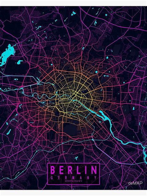 Berlin City Map Of Germany Neon Poster By Demap Redbubble