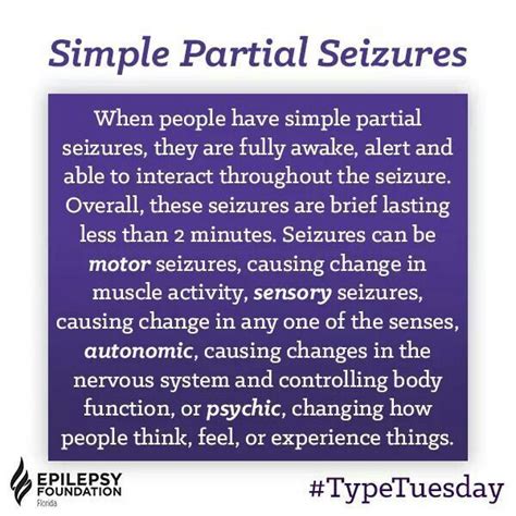 Simple partial seizures | Epilepsy, Epilepsy awareness month, Epilepsy ...