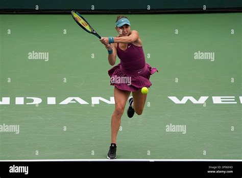 Belinda Bencic Of Switzerland Returns A Shot To Jil Teichmann Of