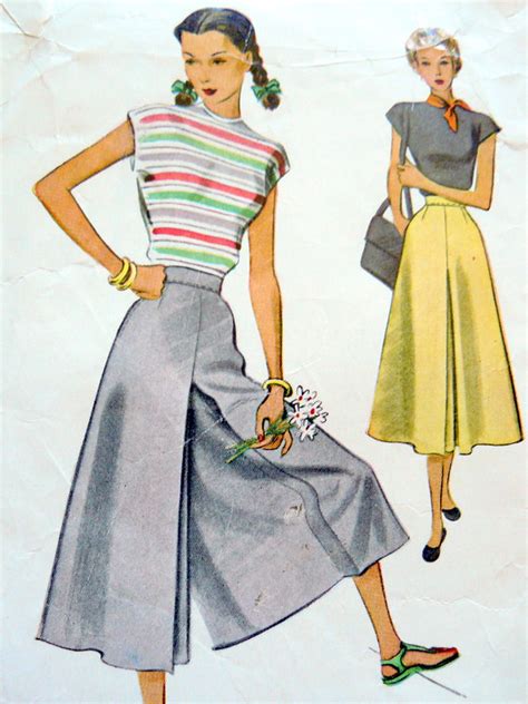 Vintage Sewing Pattern B W Blouse Trousers Culotte Simplicity