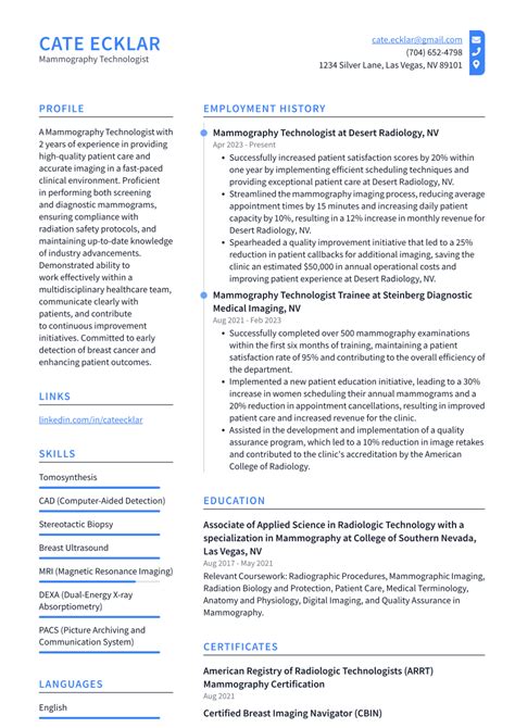 Mammography Technologist Cover Letter Examples and Templates