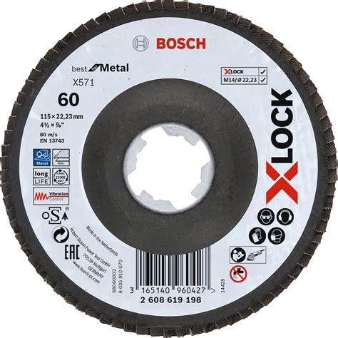 Bosch X Lock Zirconium Abrasive Flap Disc Mm G Pack Of