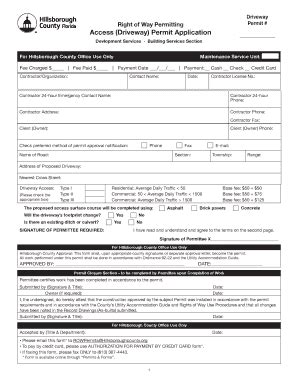 Fillable Online Hillsboroughcounty Driveway Permit Application Indd