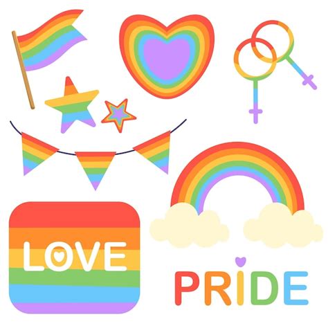 Premium Vector Color Vector Illustration With Icons On The Theme Of Lgbt Pride Month Rainbow