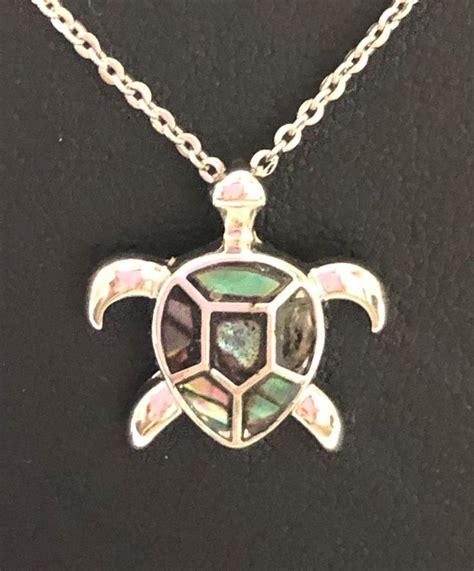 Mini Abalone Shell Ocean Sea Turtle Pendant Sterling Silver Etsy