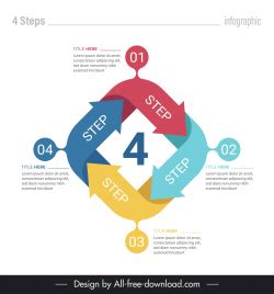 Steps Infographic Design Elements Flat Lines Global Map Vectors Stock