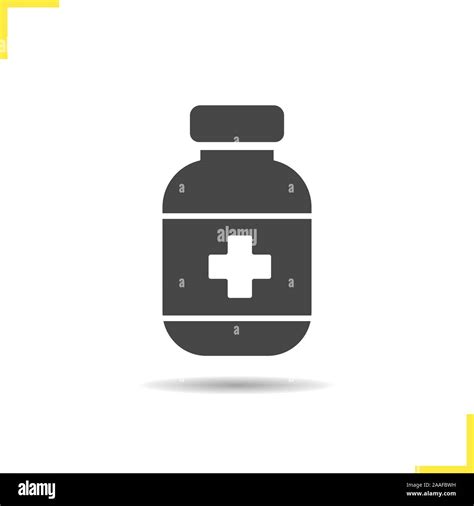 Painkiller Icon Drop Shadow Pills Bottle Silhouette Symbol Medicine