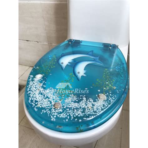 3D Beach Seashell Decorative Toilet Seat Resin Oval Slow Close Natural ...