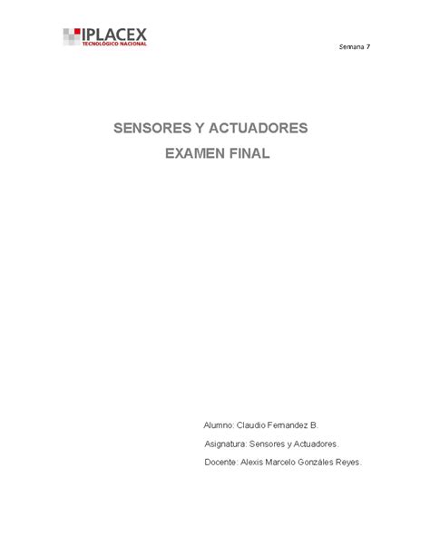 Eva Sensores Final Sensores Y Actuadores Examen Final Alumno Claudio