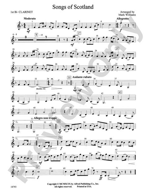 Songs Of Scotland 1st B Flat Clarinet 1st B Flat Clarinet Part