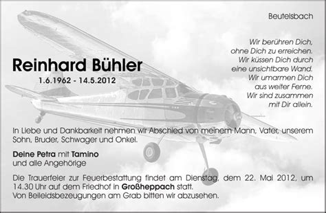 Traueranzeigen von Reinhard Bühler ZVW Trauer