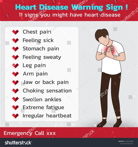 11명의 심장질환 경고 인포그래픽 (Infographic With 스톡 벡터(로열티 프리) 1343279858 ...