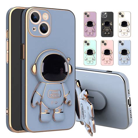 Shockproof D Plating Astronaut Hidden Stand Case For Iphone