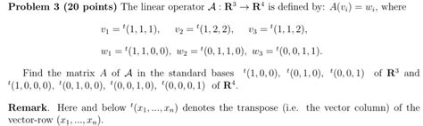 Solved Problem 3 20 Points The Linear Operator A R3 R4