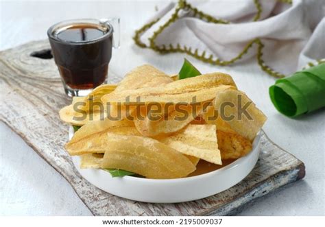 Keripik Pisang Banana Chips Indonesian Traditional Stock Photo