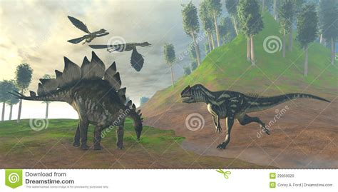 Allosaurus Attacks Diplodocus Royalty-Free Illustration | CartoonDealer ...