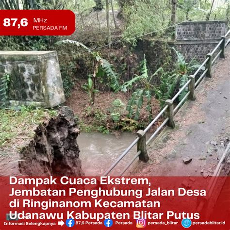 Dampak Cuaca Ekstrem Jembatan Penghubung Jalan Desa Di Ringinanom