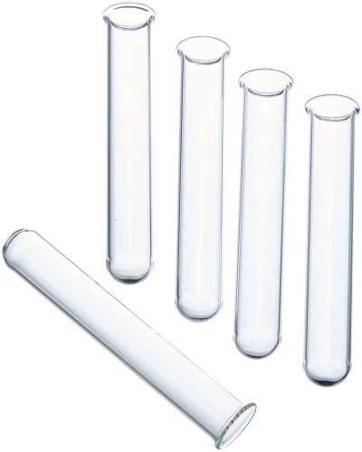 Rubbertron Transparent Laboratory Glassware Test Tube With Rim Without