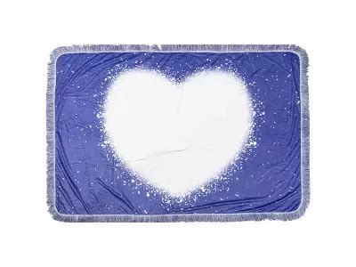 Sublimation Blanks Bleached Starry Plush Throw Blanket Blue Heart