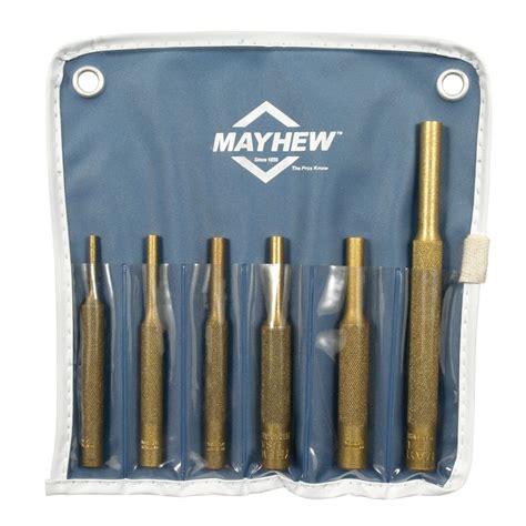 6 Piece Brass Pin Punch Kit Mayhew Tools 67006